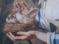 902768 Detail van de muurschildering 'Herderin met duiven', ca. 1625, van Gerard van Honthorst, in 2022 gemaakt door ...